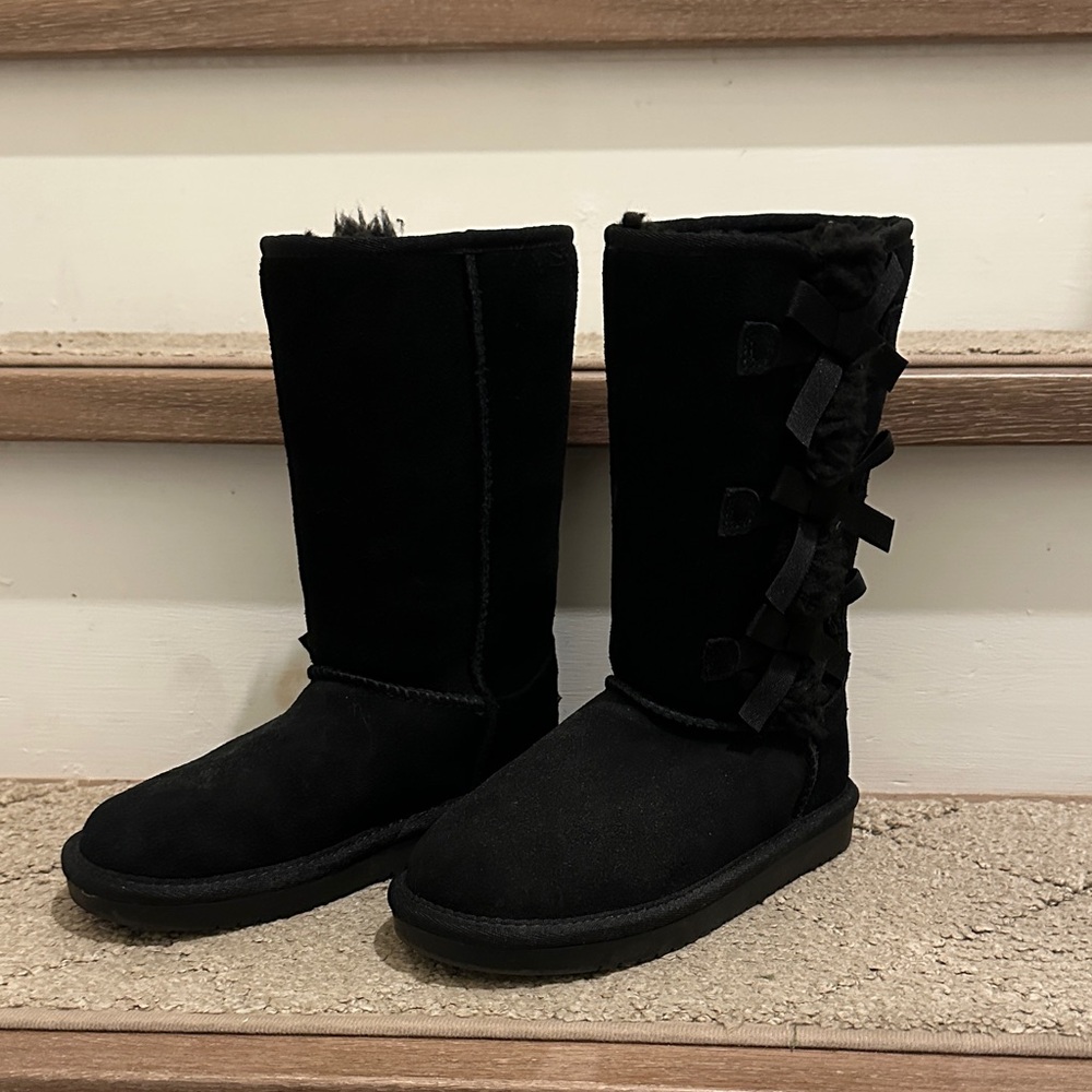 Koolaburra Black Kids Boots with Bow Detail